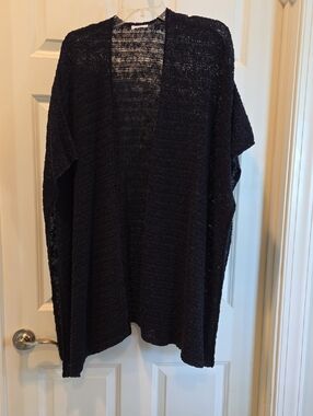 J. Jill Black Open-Front Knit Poncho/Shrug